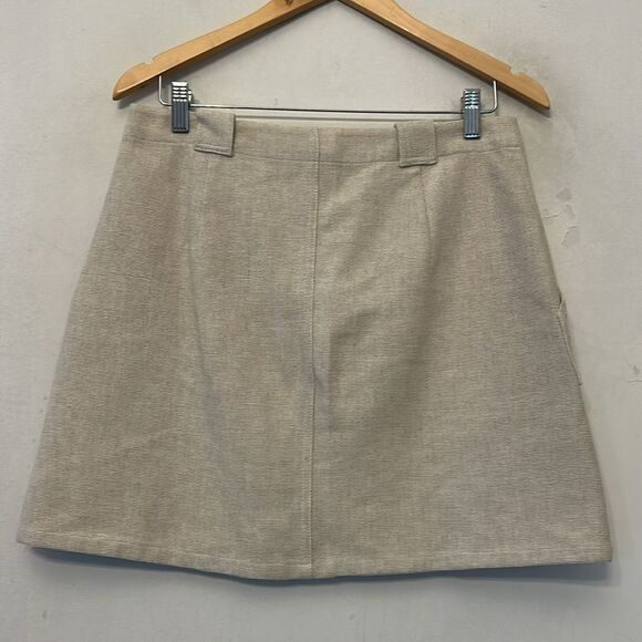Banana Republic beige A-line button front mini skirt Size 8 New - Picture 7 of 12